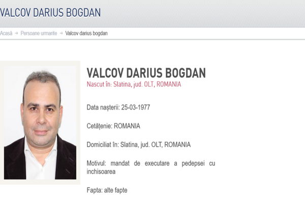 Darius Vâlcov, dat în urmărire de Poliţia Română