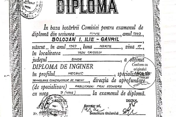 ILIE BOLOJAN ȘI-A FĂCUT PUBLICE DIPLOMELE CA SĂ EXPLICE CUM A TERMINAT ÎN 3 ANI O FACULTATE DE 5 ANI
